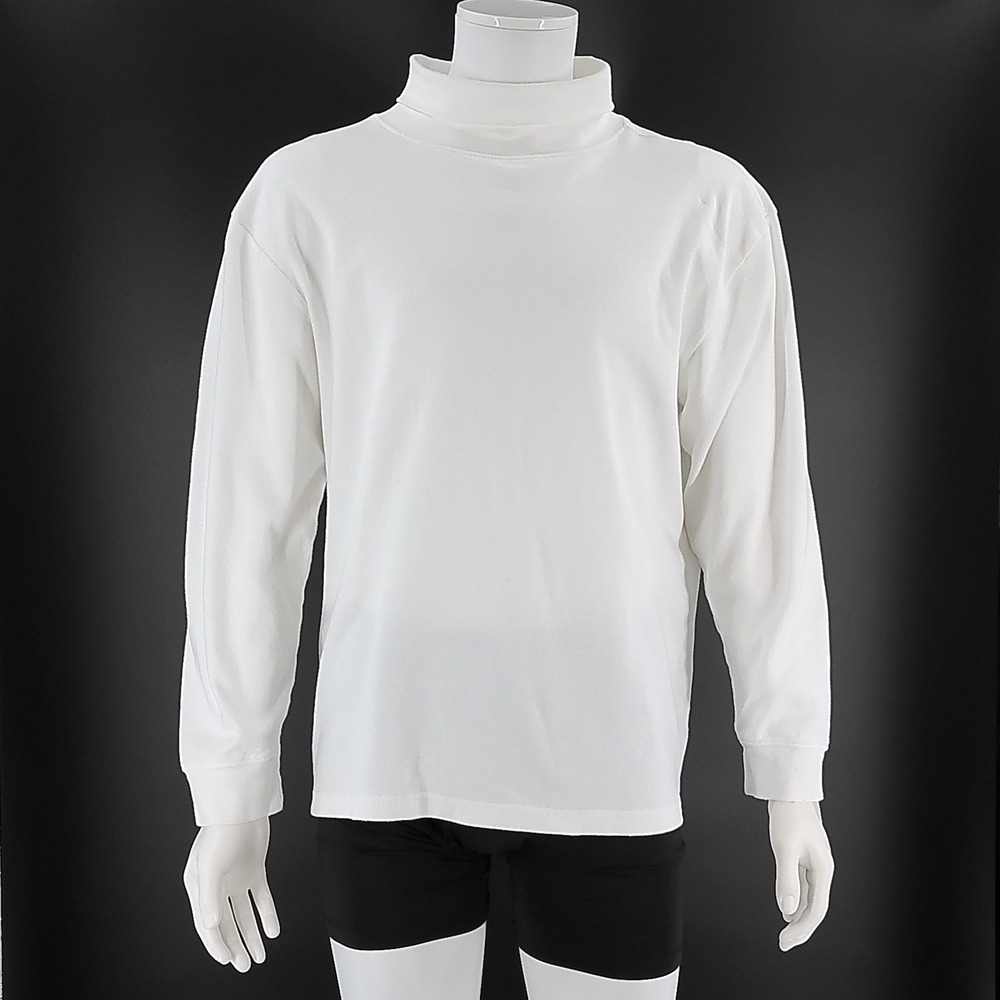 John Ashford Mens XL White Cotton Long Sleeve Mock Neck Turtleneck Shirt 0292